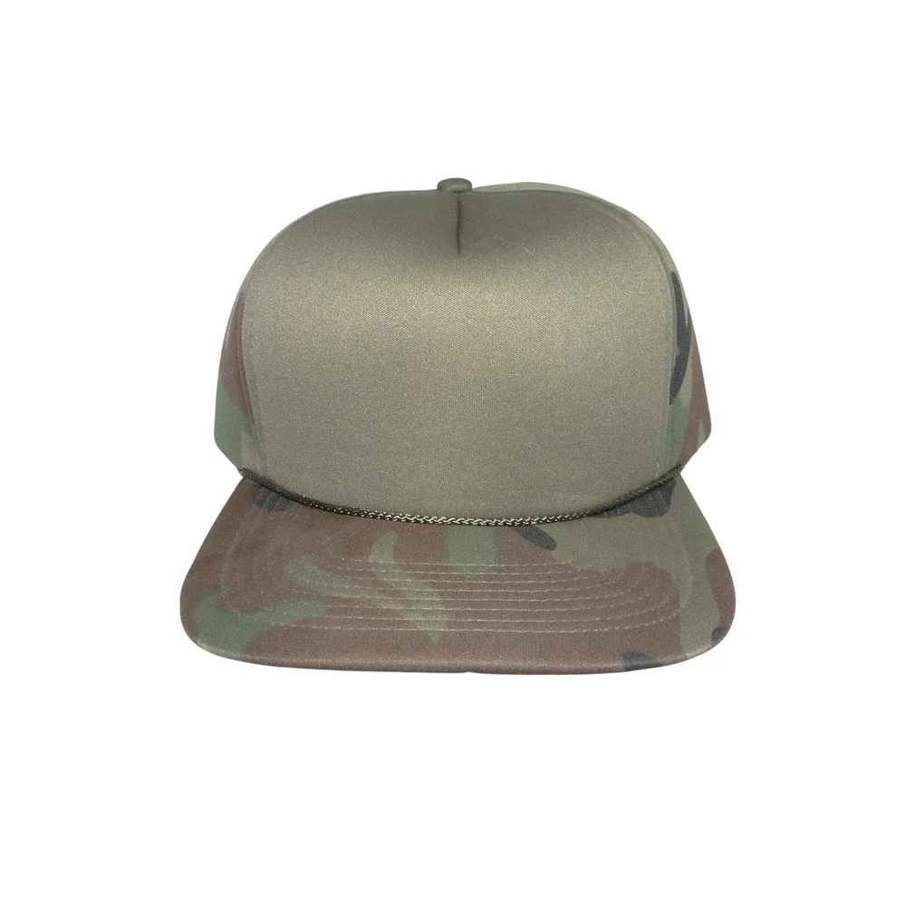 Vintage San Sun Woodland Camo Trucker Hat Snapback Rope Flat Bill Mens Cap 4167